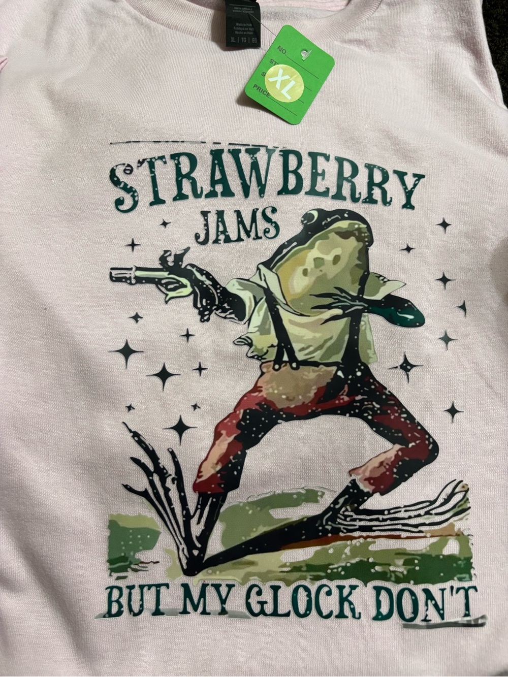 NEW Strawberry Jams Graphic Tee in Light Pink - XL